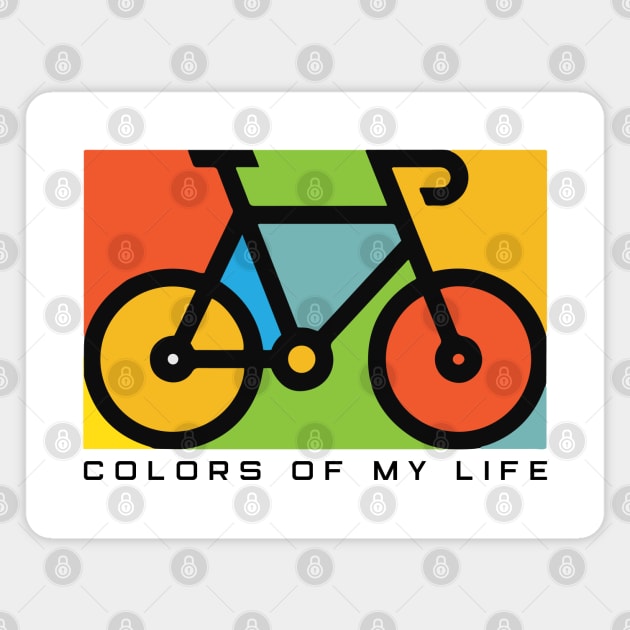 Colors Of My Life Bicycle Cycling Riding Silhoutte Green Yellow Blue Black Magnet by ActivLife